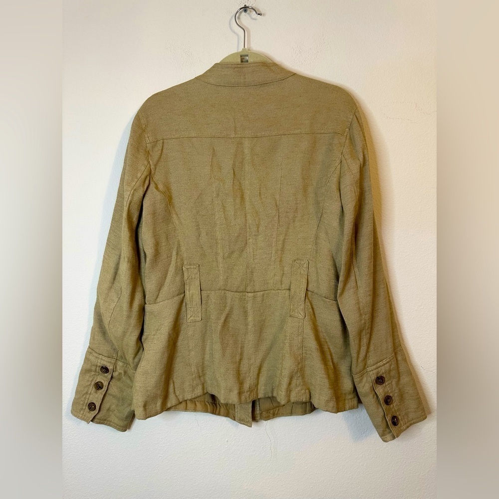 Zara Basic Linen Jacket Utility Jacket Size Large - image 3